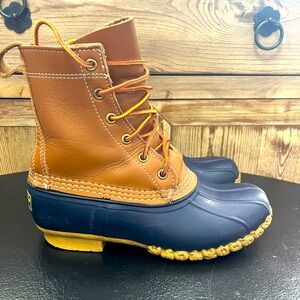 LL Bean Duck Boots - Brown and Navy